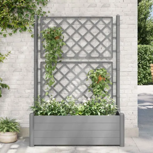 Vrtna sadilica s rešetkom 100 x 43 x 142 cm PP siva boja kamena - Siva 100 x 43 x 142 cm 1 Siva Cijena