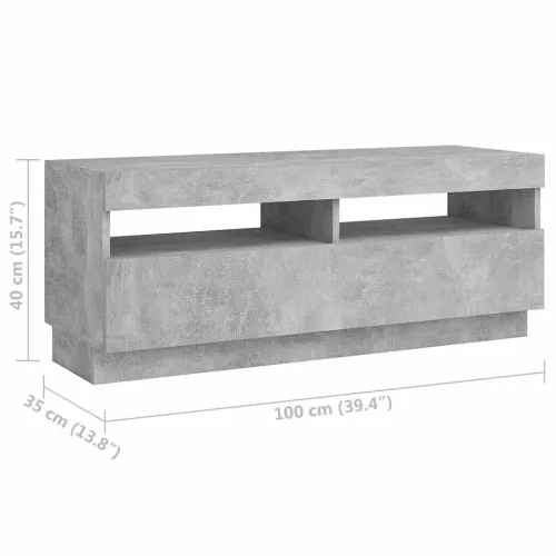 TV ormarić s LED svjetlima siva boja betona 200 x 35 x 40 cm - Beton siva Cijena