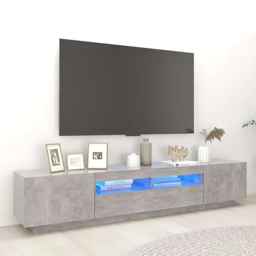 TV ormarić s LED svjetlima siva boja betona 200 x 35 x 40 cm - Beton siva Cijena