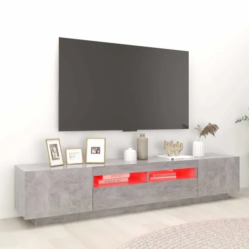 TV ormarić s LED svjetlima siva boja betona 200 x 35 x 40 cm - Beton siva Cijena