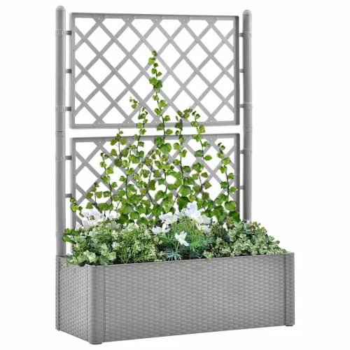Povišena gredica - Vrtna gredica s rešetkom i samozalijevanjem siva - Siva 100 x 43 x 142 cm Cijena