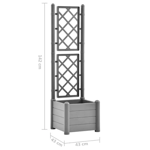 Vrtna sadilica s rešetkom 43 x 43 x 142 cm PP siva boja kamena - Siva 43 x 43 x 142 cm Cijena