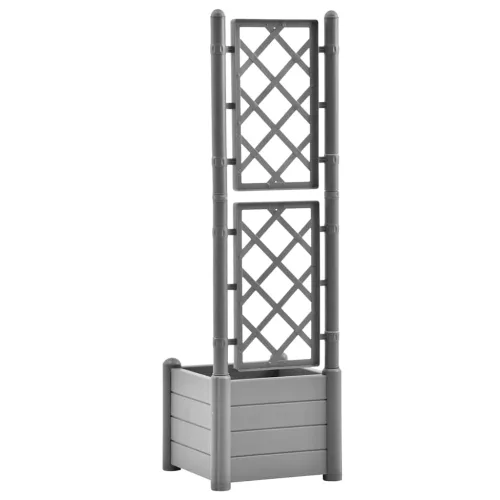 Vrtna sadilica s rešetkom 43 x 43 x 142 cm PP siva boja kamena - Siva 43 x 43 x 142 cm Cijena