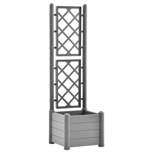Vrtna sadilica s rešetkom 43 x 43 x 142 cm PP siva boja kamena - Siva 43 x 43 x 142 cm Cijena