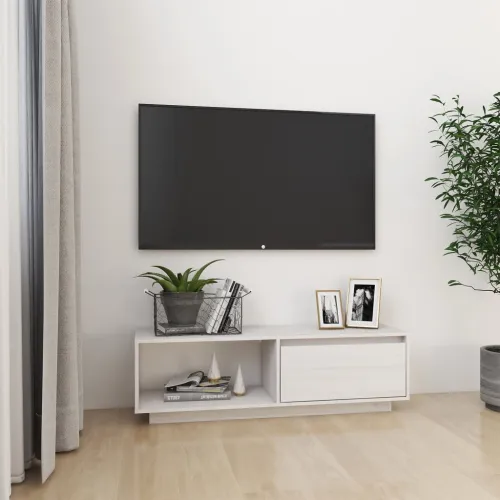 TV ormarić bijeli 110 x 30 x 33,5 cm od masivne borovine - Bijela 1 Cijena