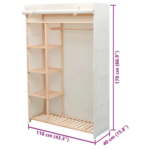 Garderobni Ormar od Tekstila i Borovine 110x40x170 cm - Bijela 1 1 Cijena