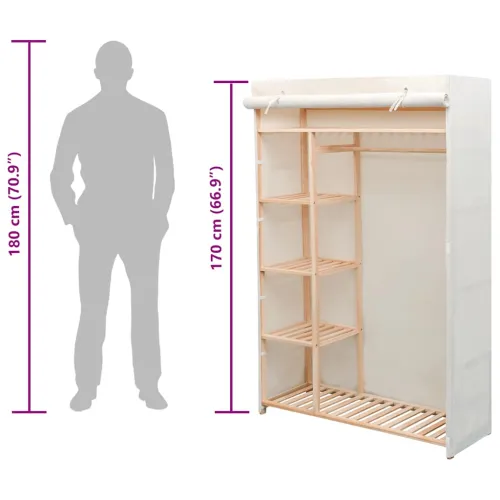 Garderobni Ormar od Tekstila i Borovine 110x40x170 cm - Bijela 1 1 Cijena