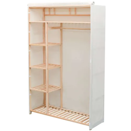Garderobni Ormar od Tekstila i Borovine 110x40x170 cm - Bijela 1 1 Cijena