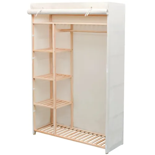 Garderobni Ormar od Tekstila i Borovine 110x40x170 cm - Bijela 1 1 Cijena