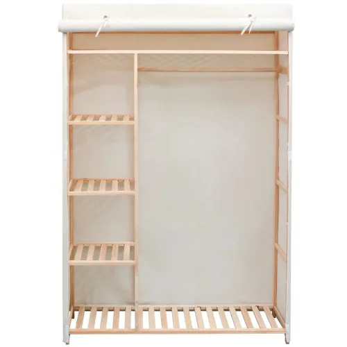 Garderobni Ormar od Tekstila i Borovine 110x40x170 cm - Bijela 1 1 Cijena