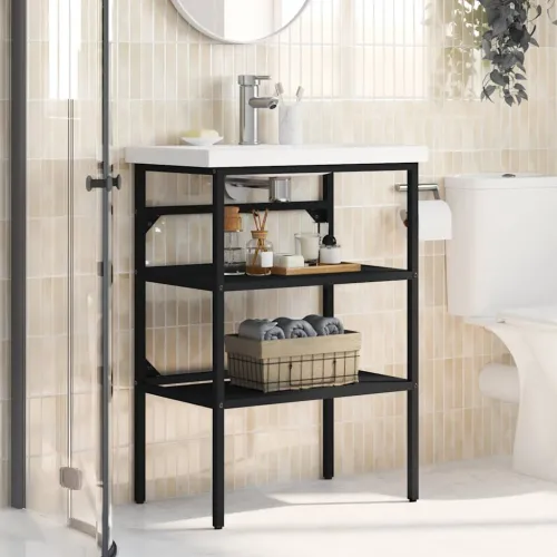 Okvir za kupaonski Lavabo - Umivaonik crni 59 x 38 x 83 cm željezni - Crna 59 x 38 x 83 cm Cijena