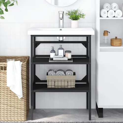 Okvir za kupaonski Lavabo - Umivaonik crni 59 x 38 x 83 cm željezni - Crna 59 x 38 x 83 cm Cijena