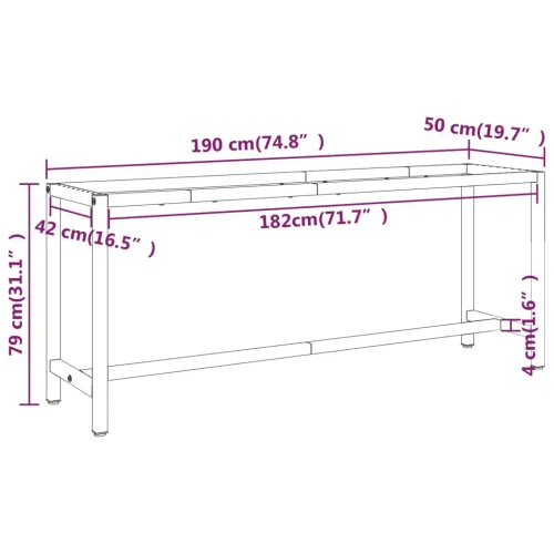 Okvir za radni stol mat crni i mat crveni 190x50x79 cm metalni - 190 x 50 x 79 cm s 1 šipkom Cijena