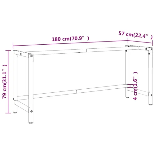 Okvir za radni stol mat crni i mat crveni 180x57x79 cm metalni - 180 x 57 x 79 cm s 1 šipkom Cijena