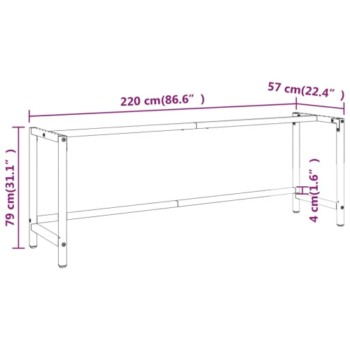 Okvir za radni stol mat crni i mat crveni 220x57x79 cm metalni - 220 x 57 x 79 cm s 1 šipkom Cijena