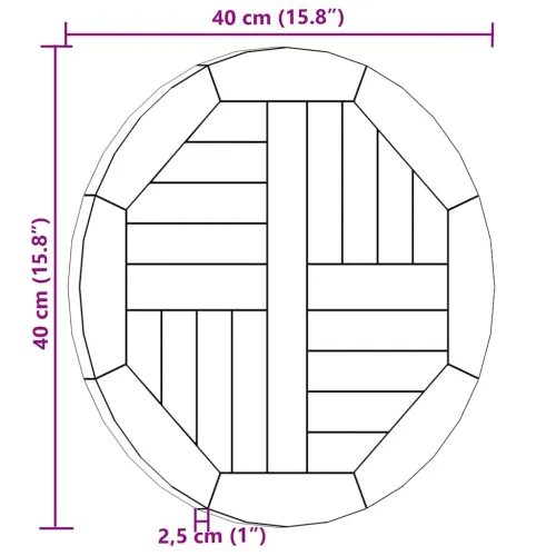 Stolna ploča od masivne tikovine okrugla 2,5 cm 40 cm - 40 x 40 cm Okruglo Cijena