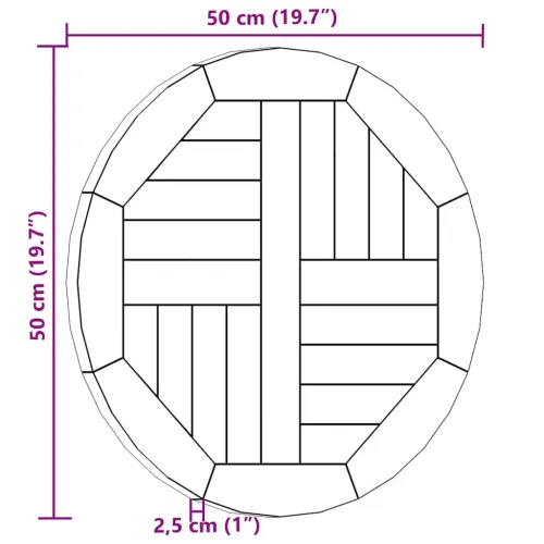 Stolna ploča od masivne tikovine okrugla 2,5 cm 50 cm - 50 x 50 cm Okruglo Cijena