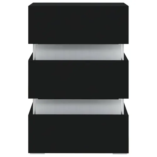 LED noćni ormarić crni 45 x 35 x 67 od konstruiranog drva - Crna 1 Cijena