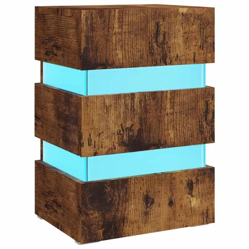 LED noćni ormarić boja hrasta 45 x 35 x 67 cm konstruirano drvo - Dimljeni hrast 1 Cijena