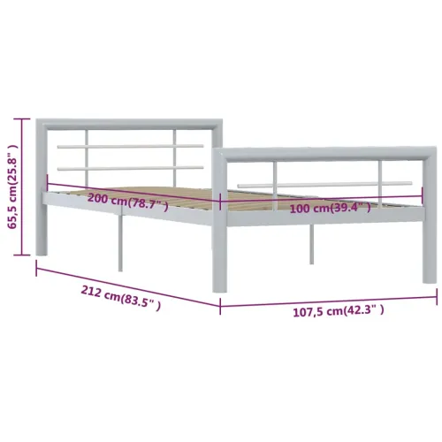 Okvir za krevet sivo-bijeli metalni 100 x 200 cm - Siva i bijela 100 x 200 cm Cijena