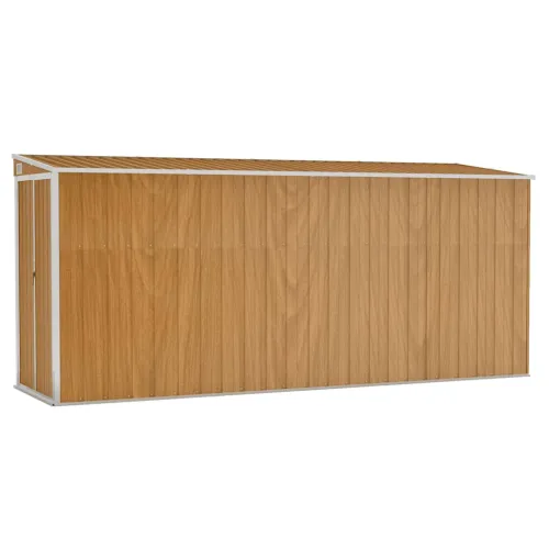 Zidna vrtna kućica smeđa 118x382x178 cm pocinčani čelik - Smeđa 118 x 382 x 178 cm 1 Smeđa Cijena
