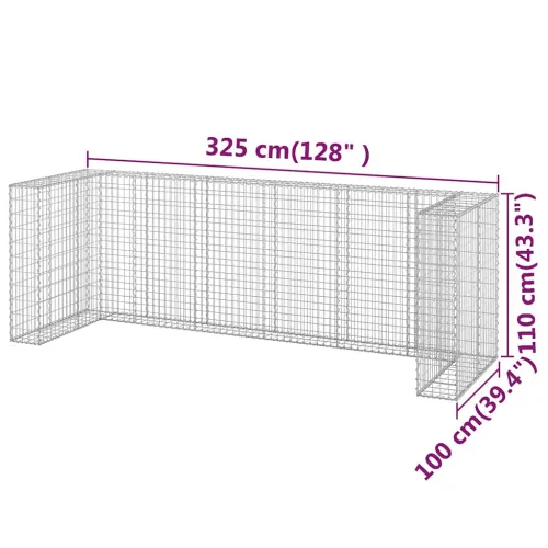 Gabionski zid za kante od pocinčanog čelika 325 x 100 x 110 cm - 325 x 100 x 110 cm Cijena