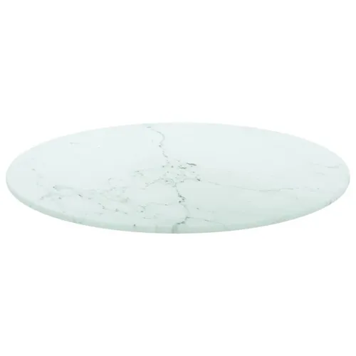 Stolna ploča bijela Ø 40 x 0,8 cm staklena s mramornim uzorkom - Bijela Ø 40 cm Cijena