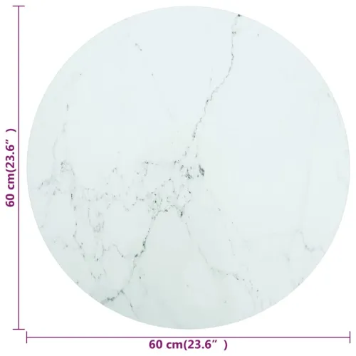 Stolna ploča bijela Ø 60 x 0,8 cm staklena s mramornim uzorkom - Bijela Ø 60 cm Cijena