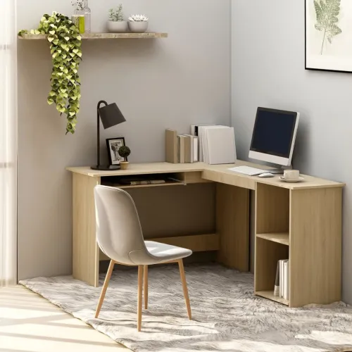 Kutni radni stol boja hrasta 120x140x75 cm konstruirano drvo - sonoma hrast Sonoma hrast Cijena