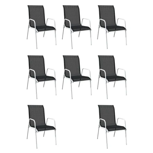 Vrtna garnitura - 9-dijelni vrtni blagovaonski set čelični crni - 190 x 90 x 74 cm 8 Cijena