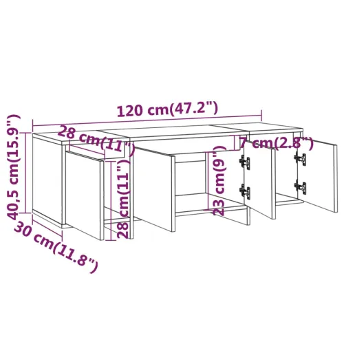 TV ormarić bijeli 120x30x40,5 cm od konstruiranog drva - Bijela 1 Cijena
