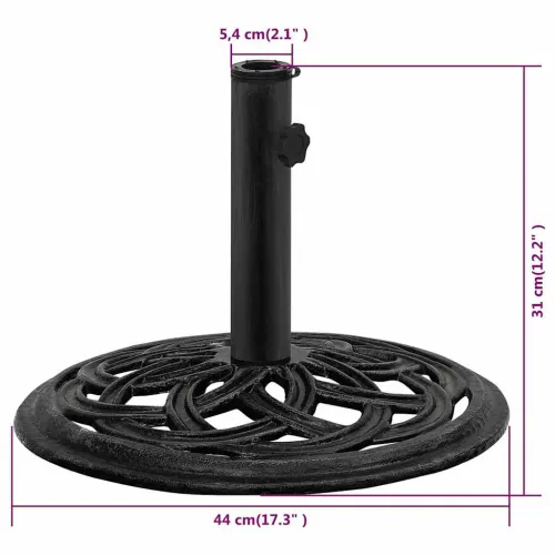 Stalak za suncobran crni 44 x 44 x 31 cm od lijevanog željeza - Crna Ø 44 x 31 cm Cijena