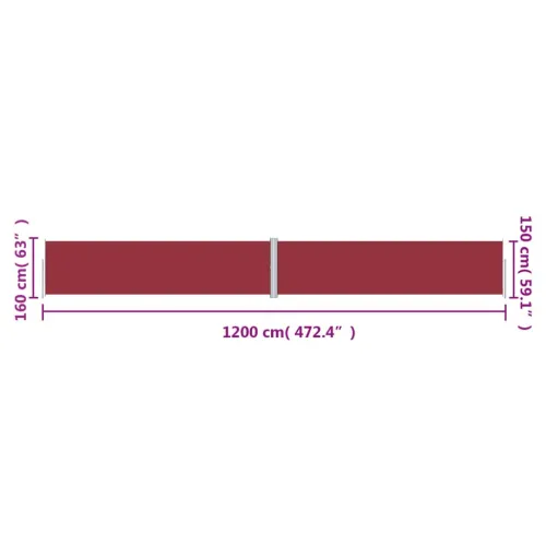 Uvlačiva bočna tenda crvena 160 x 1200 cm - Crvena 160 x 1200 cm Cijena