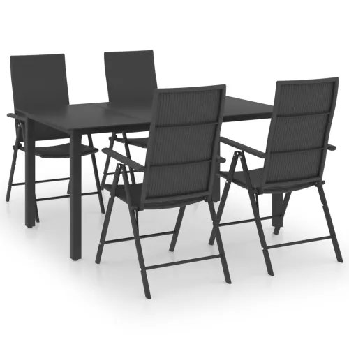 Vrtna garnitura - 5-dijelni vrtni blagovaonski set crni - Dužina stola 150 cm 4 Cijena
