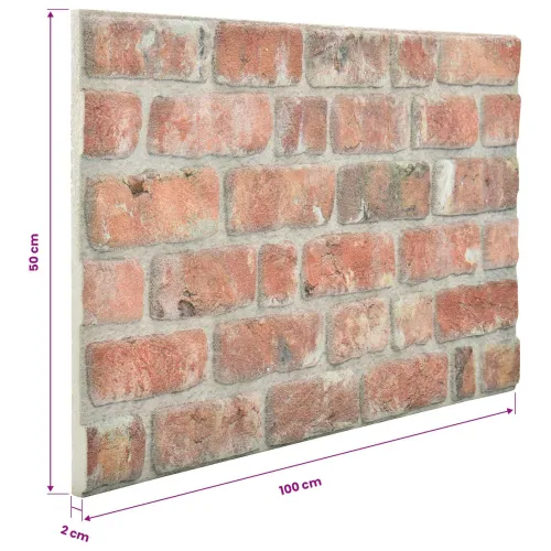 Zidne panele 10 kom. 100 x 50 cm Crvena EPS pjena - Crvena Cijena