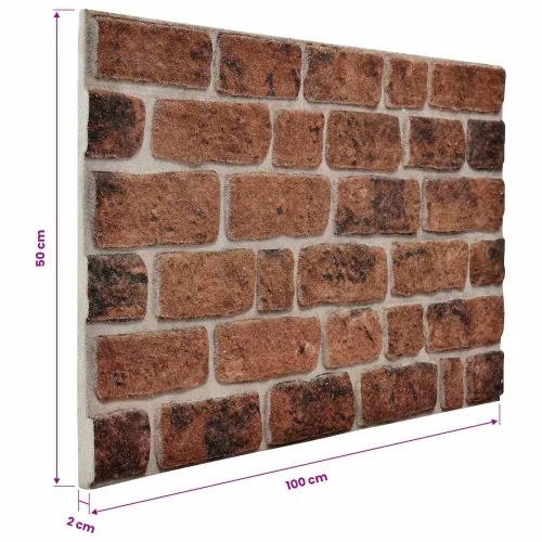 Zidne panele 10 kom. 100 x 50 cm Smeđi cigla EPS pjena - brown brick Cijena