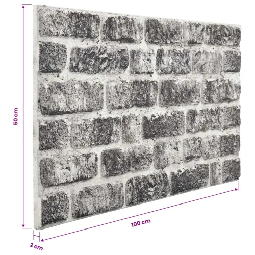 Zidne panele 10 kom. 100 x 50 cm Tamno siva i bijela EPS pjena - tamnosiva i bijela Cijena