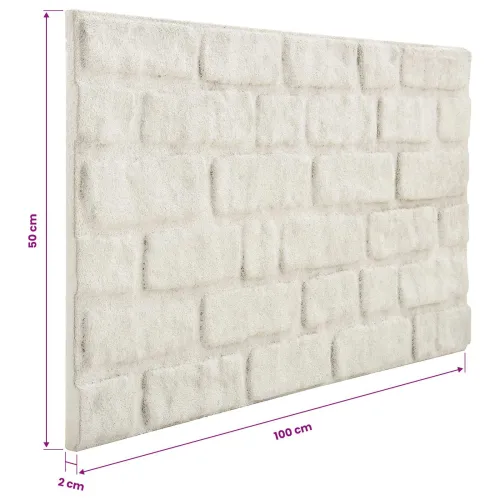Zidne panele 10 kom. 100 x 50 cm Bijela EPS pjena - Bijela Cijena