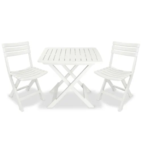 3-dijelni sklopivi bistro set plastični bijeli - Bijela 3 Cijena