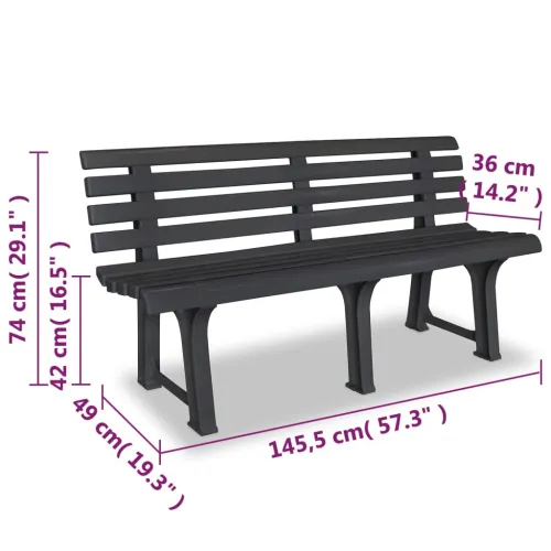Vrtna klupa 145,5 cm plastična antracit - Antracit Cijena