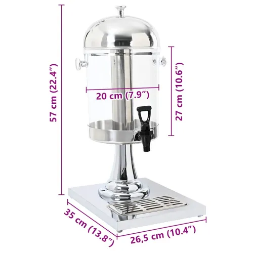 Dispenzer za Sok Nehrđajući Čelik 8 L - 26.5 x 35 x 57 cm 1 Cijena