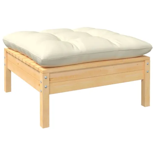 10-dijelna vrtna garnitura od masivne borovine s krem jastucima - Smeđa i krem Cijena