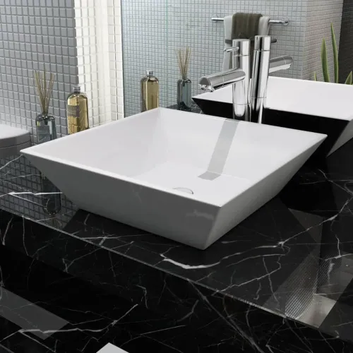 Lavabo - Umivaonik Pravokutni Keramički Bijeli 41,5x41,5x12 cm - Bijela Bijela Cijena
