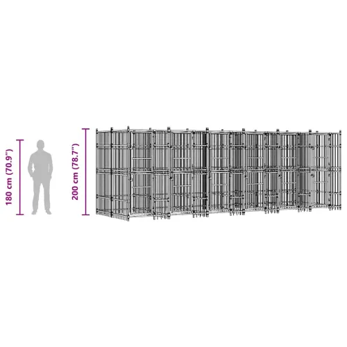 Vanjski kavez za pse čelični 11,06 m² - 576 x 192 x 200 cm 1 Bez krova Cijena