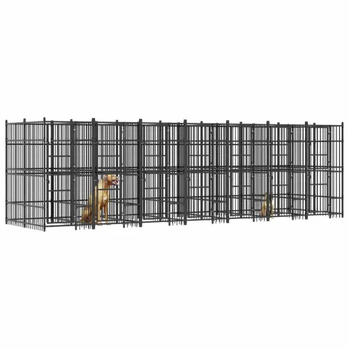 Vanjski kavez za pse čelični 12,9 m² - 672 x 192 x 200 cm Bez krova Cijena