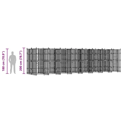 Vanjski kavez za pse čelični 14,75 m² - 768 x 192 x 200 cm Bez krova Cijena