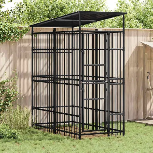 Vanjski kavez za pse s krovom čelični 1,84 m² - 96 x 192 x 200 cm 1 S krovom Cijena