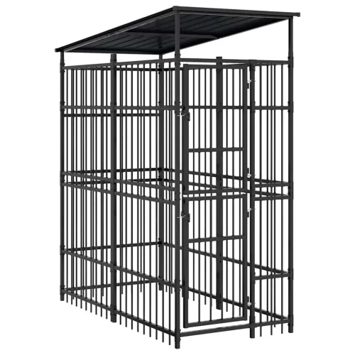 Vanjski kavez za pse s krovom čelični 1,84 m² - 96 x 192 x 200 cm 1 S krovom Cijena