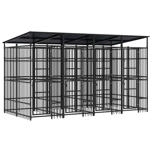 Vanjski kavez za pse s krovom čelični 7,37 m² - 384 x 192 x 200 cm 1 S krovom Cijena