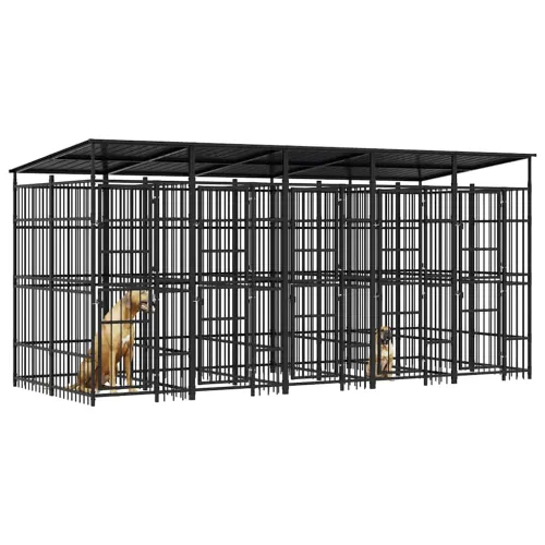 Vanjski kavez za pse s krovom čelični 9,22 m² - 480 x 192 x 200 cm 1 S krovom Cijena